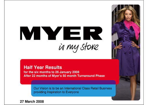 Miniature Myer Holdings Rapport semestriel 2008-h1