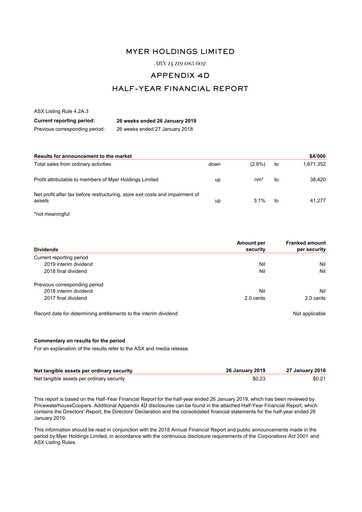 Thumbnail Myer Holdings Half-year Report 2019-h1