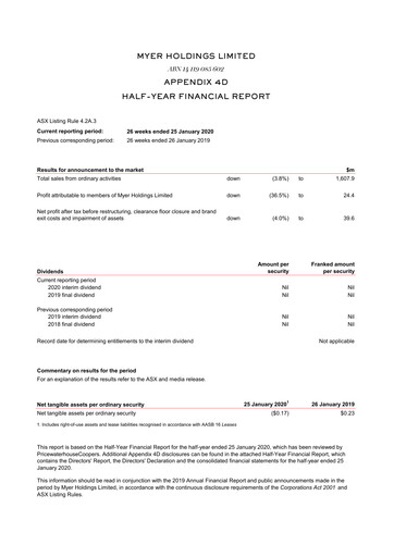 Thumbnail Myer Holdings Half-year Report 2020-h1