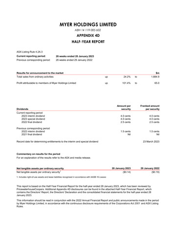 Thumbnail Myer Holdings Half-year Report 2023-h1