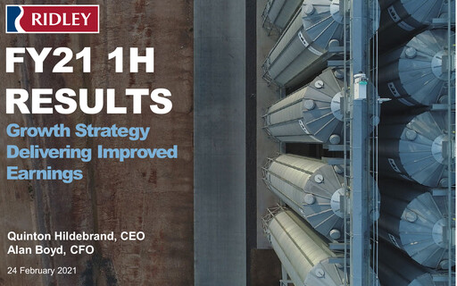 Vorschaubild Ridley Corporation Halbjahresbericht 2021-h1
