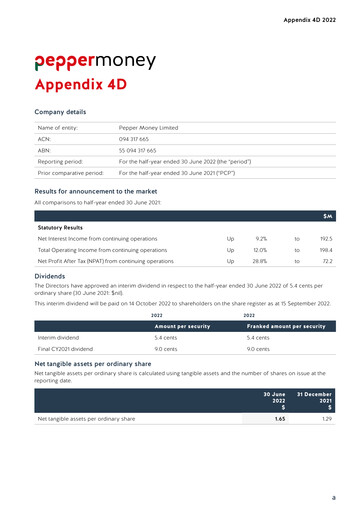 Vorschaubild Pepper Money Limited Finanzbericht 2022-h1