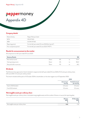 Vorschaubild Pepper Money Limited Finanzbericht 2024-h1