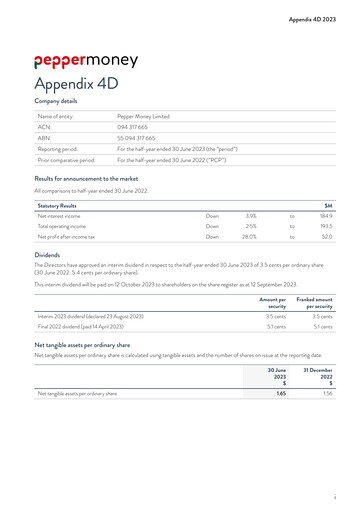 Thumbnail Pepper Money Limited Half-year Report 2023-h1