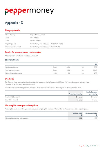 Thumbnail Pepper Money Limited Half-year Report 2025-h1