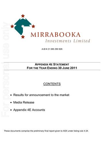 Thumbnail Mirrabooka Investments Limited Financial Statement 2011