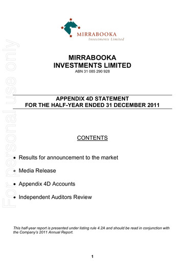 Thumbnail Mirrabooka Investments Limited Financial Statement 2012-h1
