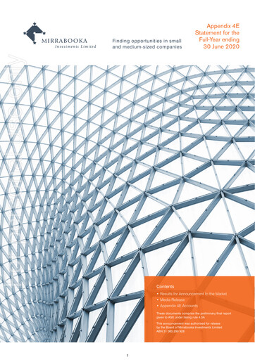 Thumbnail Mirrabooka Investments Limited Financial Statement 2020