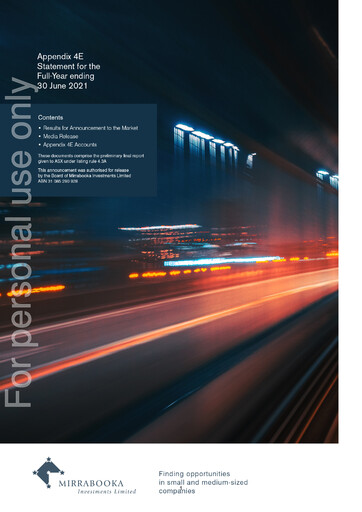 Thumbnail Mirrabooka Investments Limited Financial Statement 2021