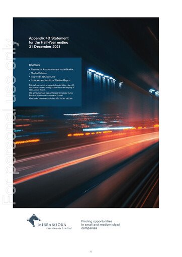 Thumbnail Mirrabooka Investments Limited Financial Statement 2022-h1