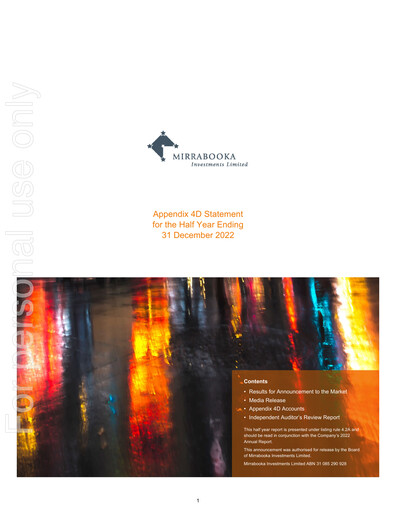 Thumbnail Mirrabooka Investments Limited Financial Statement 2023-h1
