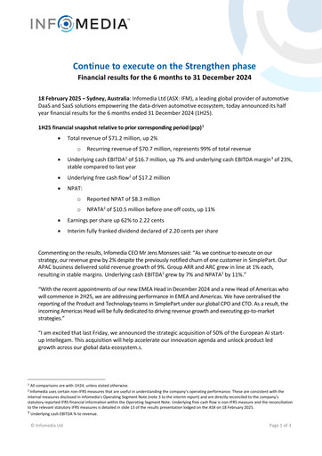 Thumbnail Infomedia Ltd Half-year Report 2025-h1