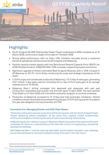 Miniature Strike Energy Rapport trimestriel 2026-q3
