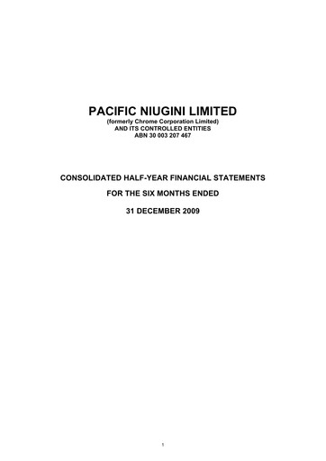 Thumbnail Pantoro Limited Financial Report 2010-h1
