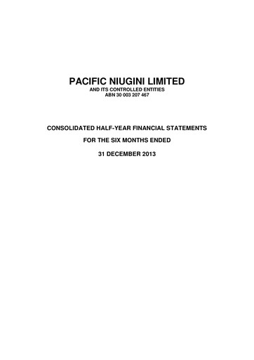 Thumbnail Pantoro Limited Financial Report 2014-h1