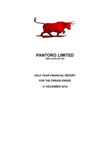 Thumbnail Pantoro Limited Financial Report 2019-h1
