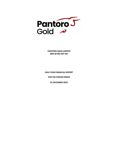 Thumbnail Pantoro Limited Financial Report 2026-h1