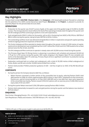 Thumbnail Pantoro Limited Quarterly Report 2025-q2