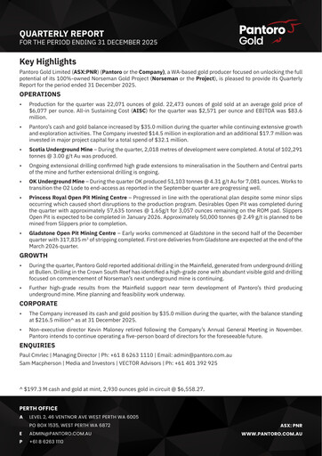 Thumbnail Pantoro Limited Quarterly Report 2025-q4