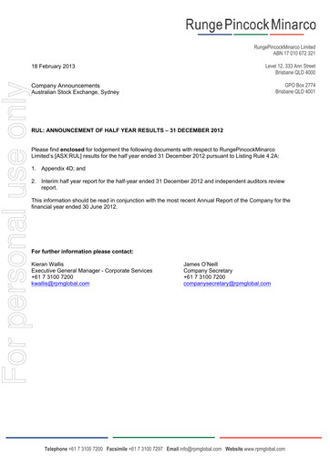Thumbnail RPMGlobal Holdings Limited Financial Report 2013-h1