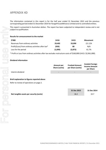 Thumbnail RPMGlobal Holdings Limited Financial Report 2016-h1