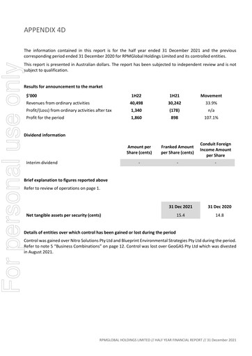 Thumbnail RPMGlobal Holdings Limited Financial Report 2022-h1