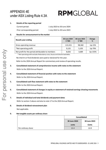 Thumbnail RPMGlobal Holdings Limited Financial Report 2024