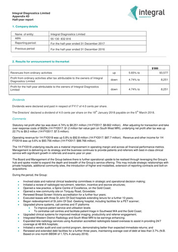 Thumbnail Integral Diagnostics Limited Half-year Report 2018-h1