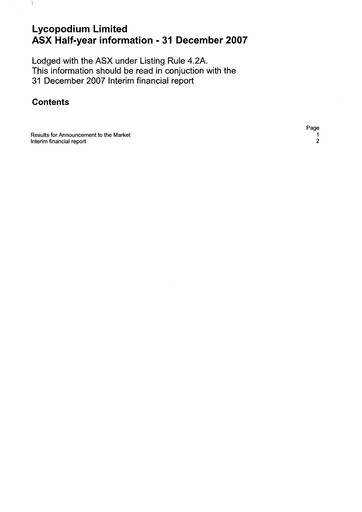 Thumbnail Lycopodium Financial Report 2008-h1