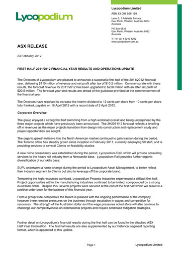 Thumbnail Lycopodium Financial Report 2012-h1