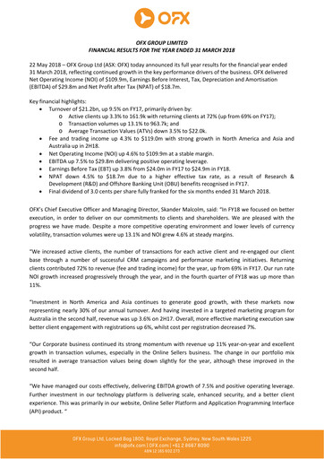 Vorschaubild OFX Group Finanzbericht 2018