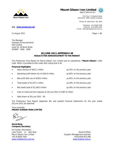 Thumbnail Mount Gibson Iron Financial Report 2011