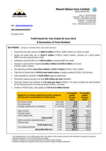 Thumbnail Mount Gibson Iron Financial Statement 2013