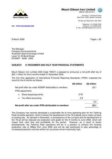 Thumbnail Mount Gibson Iron Half-year Report 2005-h1