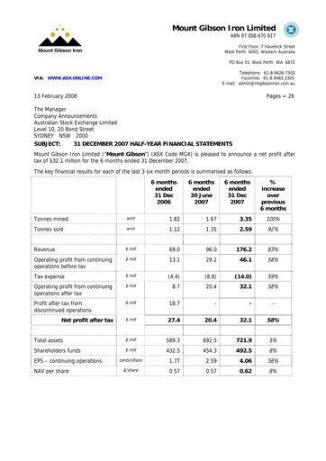 Thumbnail Mount Gibson Iron Half-year Report 2007-h1