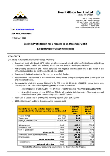 Thumbnail Mount Gibson Iron Half-year Report 2012-h1