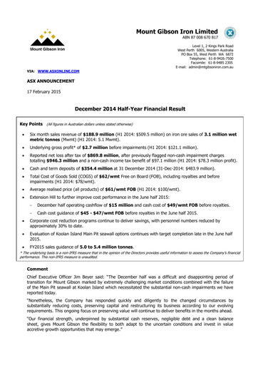 Thumbnail Mount Gibson Iron Half-year Report 2014-h1