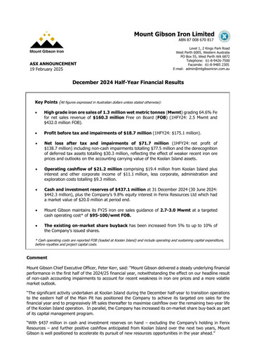 Thumbnail Mount Gibson Iron Half-year Report 2024-h1