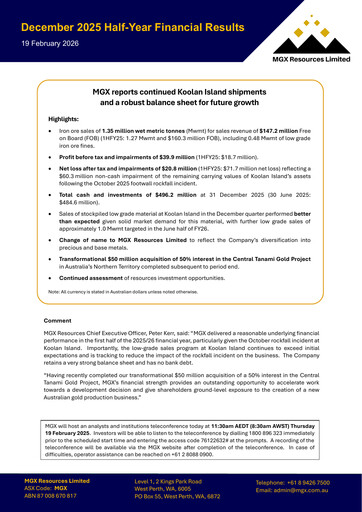 Thumbnail Mount Gibson Iron Half-year Report 2025-h1