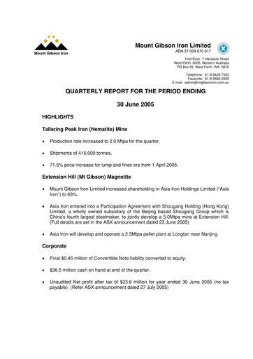 Thumbnail Mount Gibson Iron Quarterly Report 2005-q4