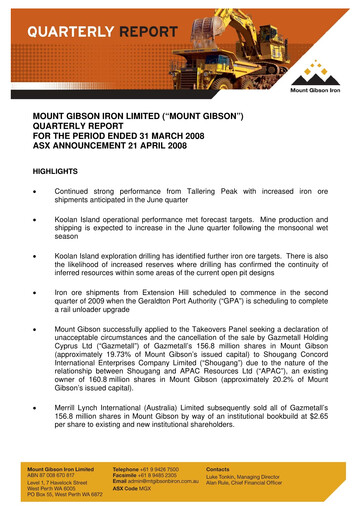 Thumbnail Mount Gibson Iron Quarterly Report 2008-q3