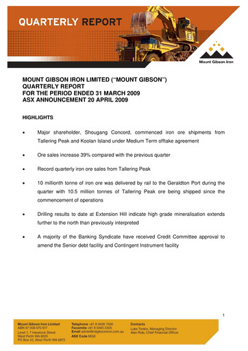 Thumbnail Mount Gibson Iron Quarterly Report 2009-q3