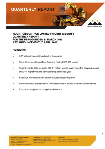 Thumbnail Mount Gibson Iron Quarterly Report 2010-q3