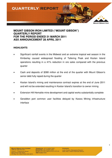 Thumbnail Mount Gibson Iron Quarterly Report 2011-q3