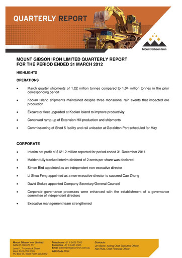 Thumbnail Mount Gibson Iron Quarterly Report 2012-q3