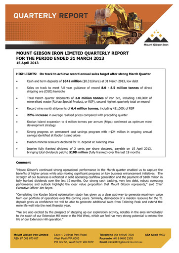 Thumbnail Mount Gibson Iron Quarterly Report 2013-q3