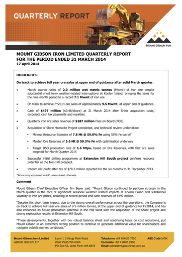 Thumbnail Mount Gibson Iron Quarterly Report 2014-q3