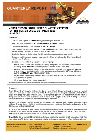 Thumbnail Mount Gibson Iron Quarterly Report 2015-q3