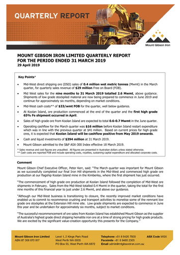 Thumbnail Mount Gibson Iron Quarterly Report 2019-q3