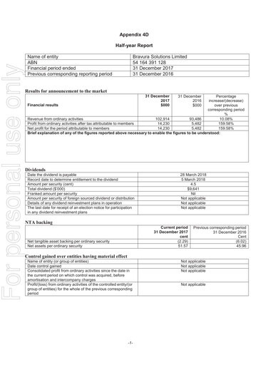 Thumbnail Bravura Solutions Half-year Report 2017-h1